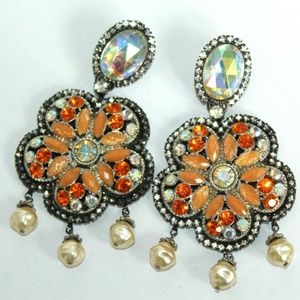 Lawrence VRBA Clip on HUGE earrings signed